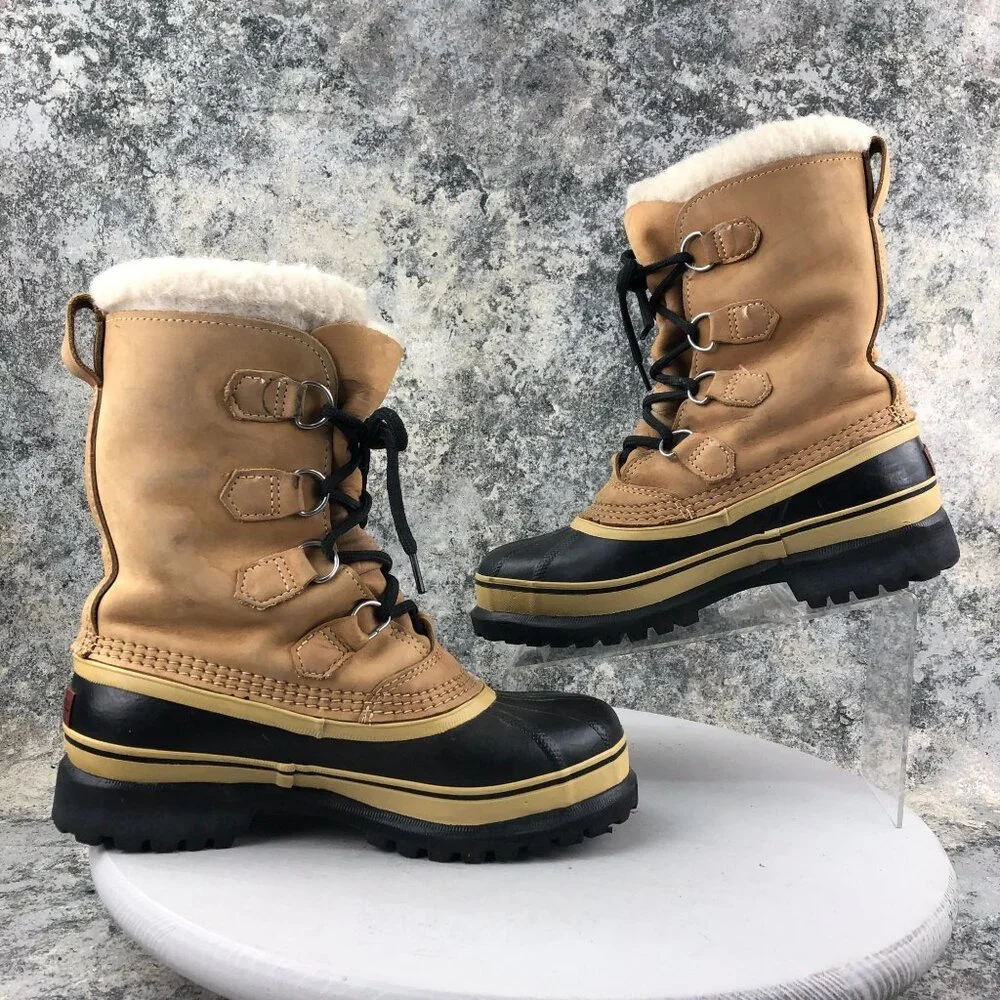 Sorel CANADA Mens Size 6 Caribou Brown Black Insulated Lace-Up Winter Snow Boots